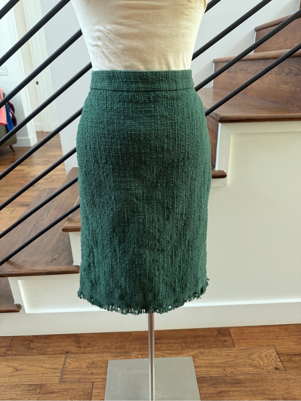 J. Crew Classic Textured Green Pencil Skirt - Women's